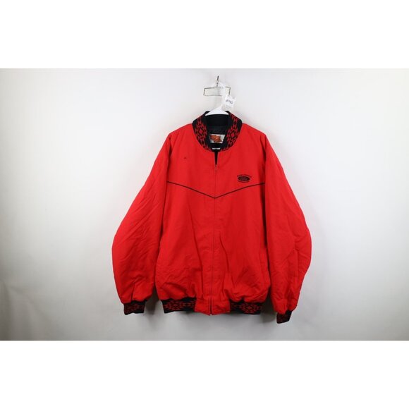 Vtg 90s Ford Motor Co Mens XL Spell Out Southwestern Quilted Bomber Jacket USA - Picture 1 of 16